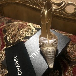 Authentic Chanel animal print embossed heel